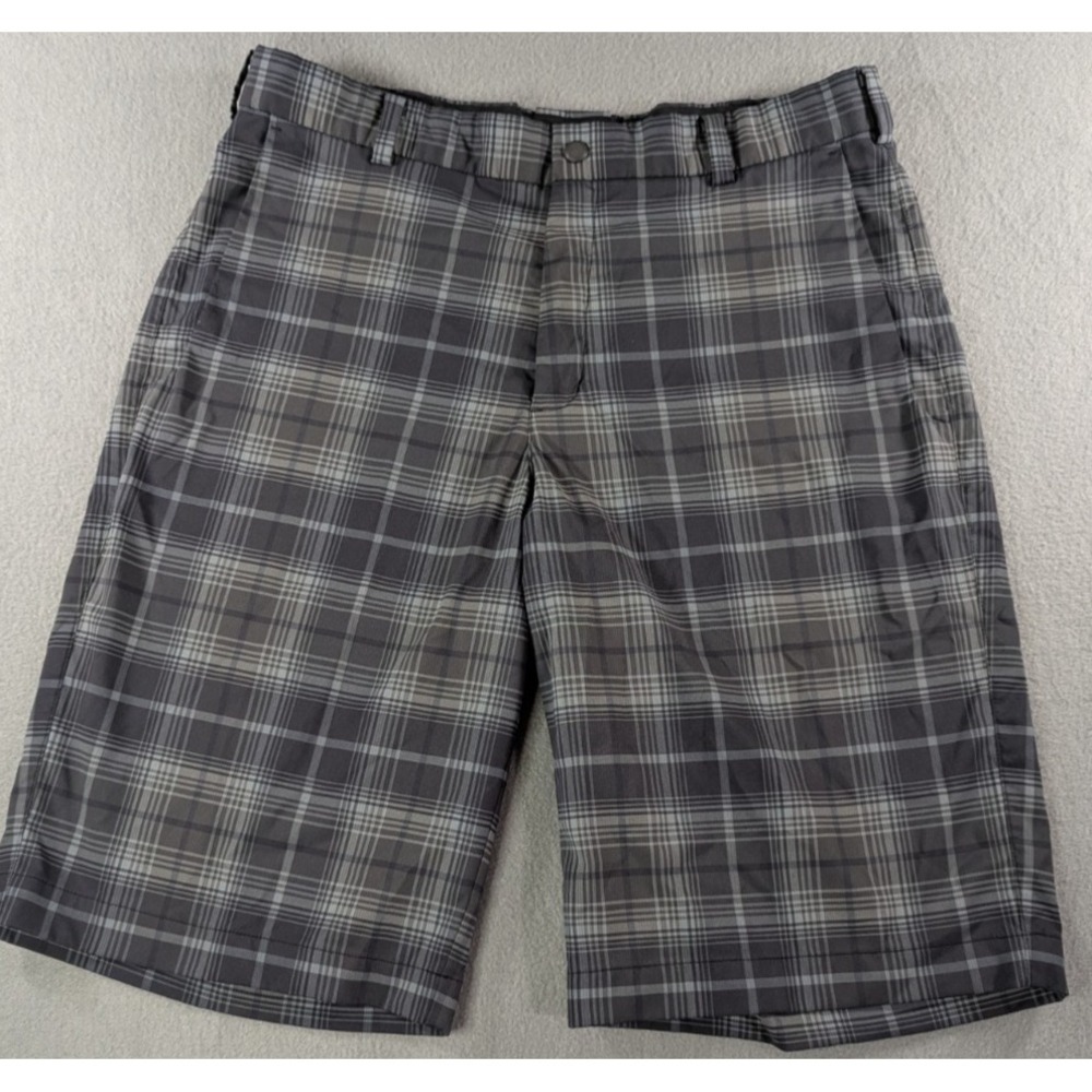 Nike Golf‎ Mens Tour Performance Dri-FIT Plaid Shorts 32 Gray Black 657746-060